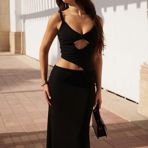 Load image into Gallery viewer, Hollow Out Backless Sexy Maxi Dress Women Gown Spaghetti Strap Sleeveless Irregular Slim Club Long Dress 2025 Summer
