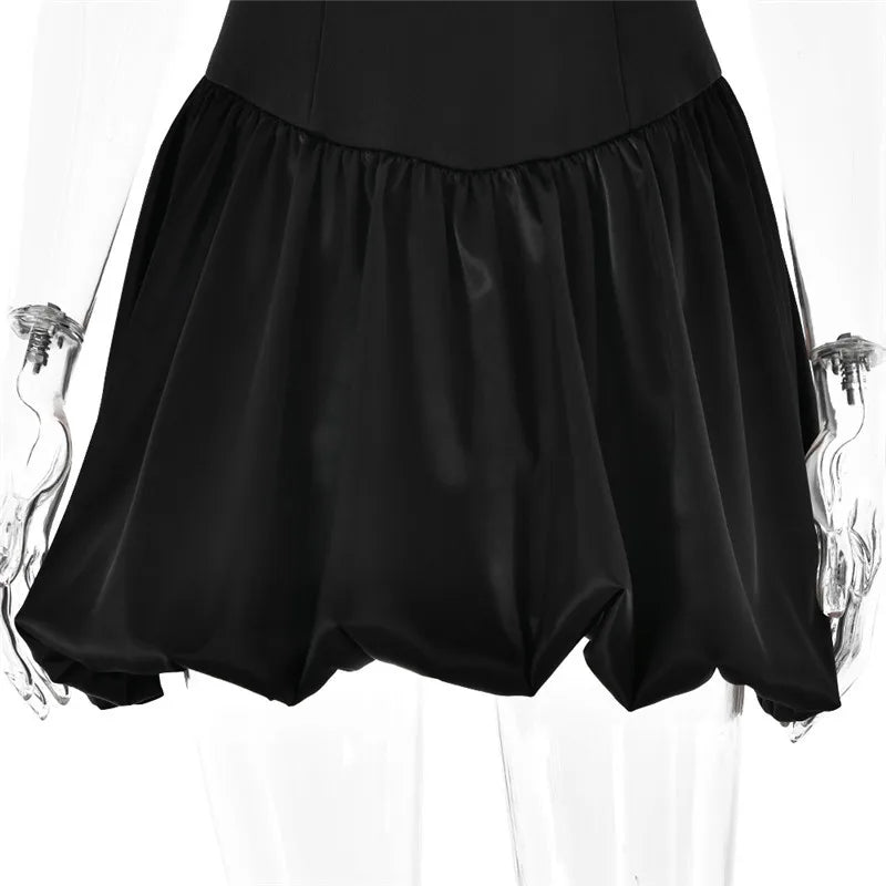 Elegant Satin Corset Mini Dress For Women  Fashion New Spaghetti Strap Sleeveless Backless A-line Club Party Sexy Dress