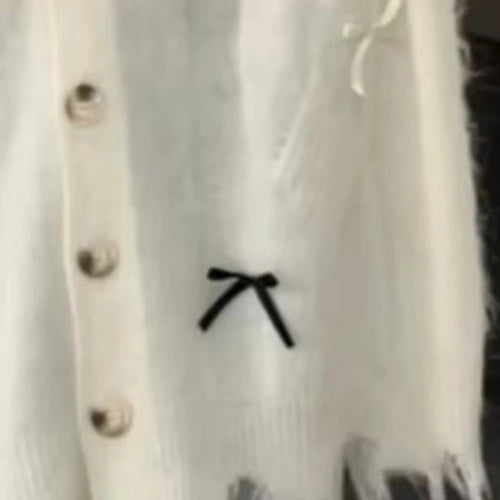 Load image into Gallery viewer, Loose Sweet Y2k Aesthetic Casual Cardigans Autumn Korean Fashion Bow Knitted Sweaters Hole Streetwear Women Grunge Coats 2025
