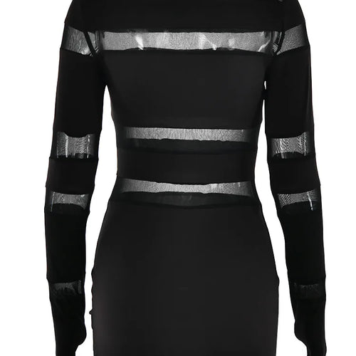 Load image into Gallery viewer, Spring New Long sleeved Mesh Patchwork Dress Women Tight Perspective Short Skirt Female Fashion Street Party Dress 2024
