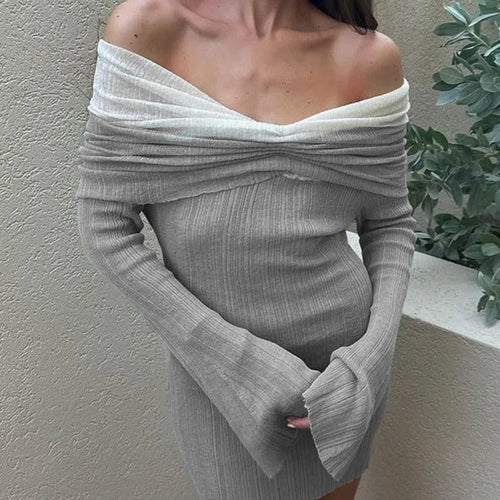 Load image into Gallery viewer, Off-shoulder Long Sleeve Sexy Mini Dress For Women Autumn New Strapless Backless Bodycon Club Party Sexy Dress Elegant
