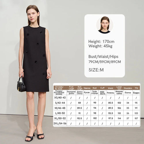 Minimalist Elegant Dress 2025 Summer New Women Office Lady Solid Sleeveless O Neck Beaded Basic Fashion Robe 12522055