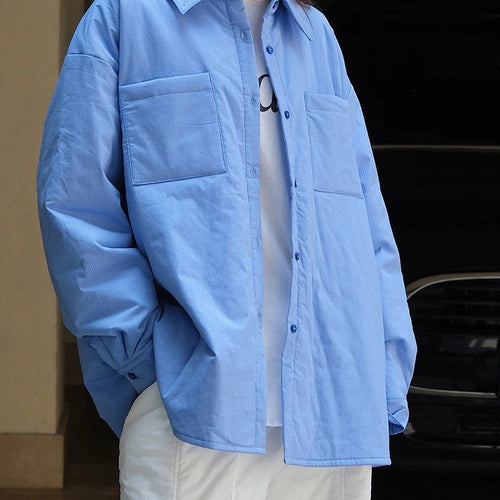 Load image into Gallery viewer, Women Blue Plaid Cotton-padded Big Size Warm Blouse New Lapel Long Sleeve Shirt Fashion Tide Autumn Winter 2025 1DH7214
