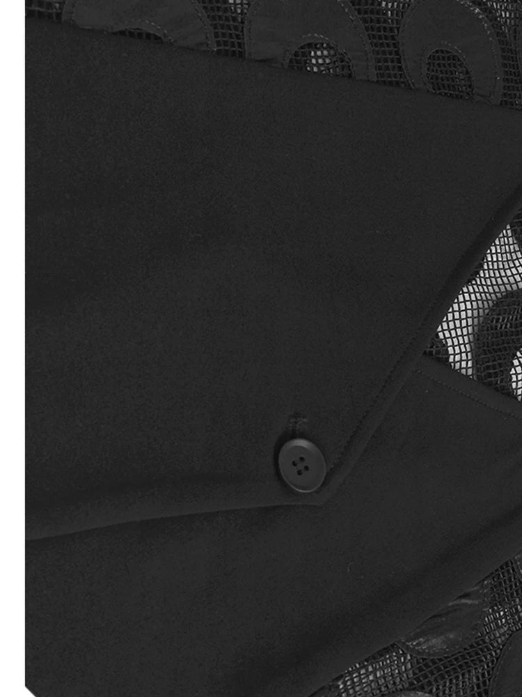 Black Dot Hollow Out Vest Half-body Skirt Two Pieces Suit New V-Neck Sleeveless Women Fashion Spring Autumn 2025 1DJ1101