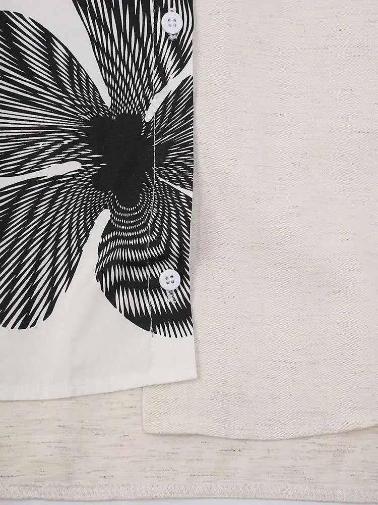 Women White Irregular Flower Big Size Casual Blouse New Lapel Long Sleeve Shirt Fashion Tide Spring Autumn 2025 CPG1908