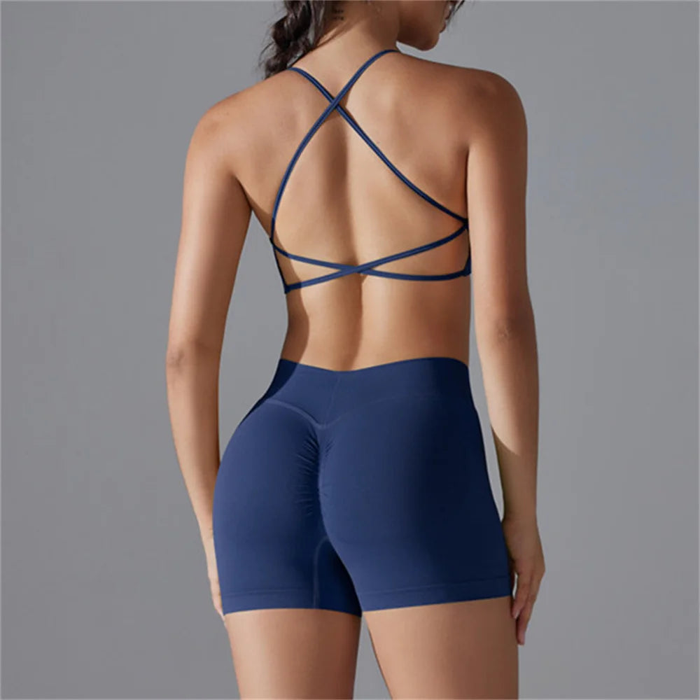 Seamless Yoga Set Gym Suits With Shorts Crop Top Sport Bra Women's Tracksuit Shorts 2PCS Running Workout Outfit Fitness Clothing