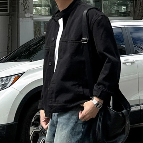 Load image into Gallery viewer, Men&#39;s Jacket New Spring Stand Collar Design Male Loose Casual Solid Color Clothing Korean Multi Pockets Trendy 9W1441
