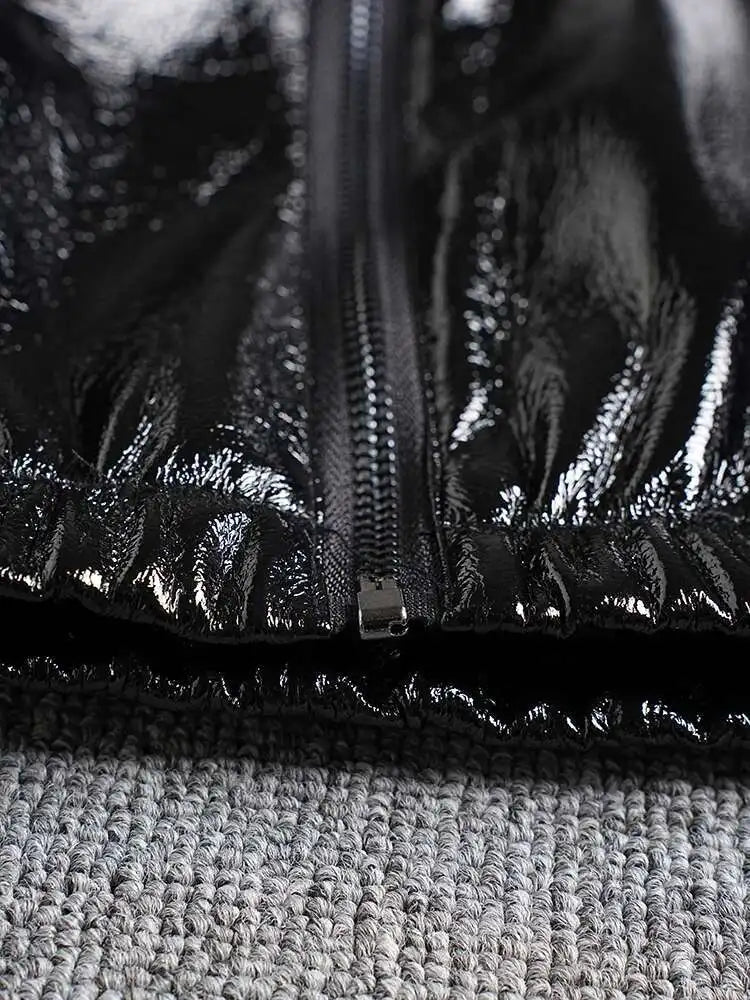 PU Leather Black Brief Big Size Casual Jacket New Lapel Long Sleeve Women Coat Fashion Tide Spring Autumn 2025 CPG2508