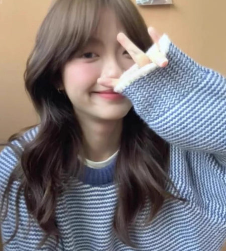 Y2k Aesthetic Patchwork Stripe Sweaters Harajuku Autumn Contrast Color Grunge Jumpers Casual Loose Vintage Pullovers Women Tops