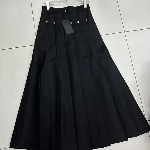 Load image into Gallery viewer, Solid Spliced Button Chic Skirts For Women High Waist Spliced Folds Temperament A Line Skirts Female Fashion New
