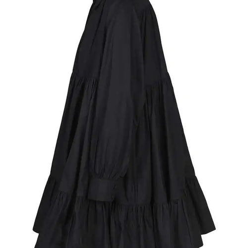 Load image into Gallery viewer, Women Black Pleated Elegant Mini Shirt Dress New Lapel Long Sleeve Loose Fit Fashion Tide Spring Autumn 2025 1DE365901
