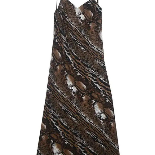 Load image into Gallery viewer, Women Coffee Leopard Printed Long Spaghetti Strap Dress New Square Collar Sleeveless Fashion Spring Autumn 2025 1DH8446
