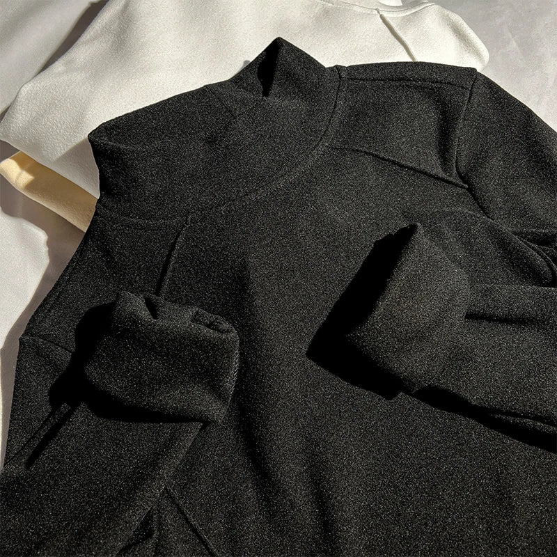 2024 Women Pullover Half Turtleneck Sweater Autumn Winter Long Sleeve Slim Korean Simple Basic Solid Elegant Tops Vintage Trend