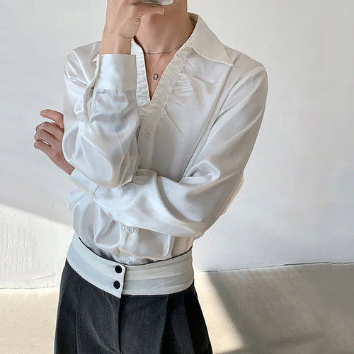 Load image into Gallery viewer, Men&#39;s Shirts Long Sleeve New Summer Male Turn-down Collar Trendy Pleated Solid Color Handsome Single Breasted Top 9W1699
