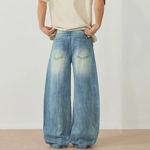 Load image into Gallery viewer, Men's New Summer Washed Lightning Pattern Ripped Trendy Wide Leg Curved Knife Stylish Gradient Color Male Clothing 9W2005
