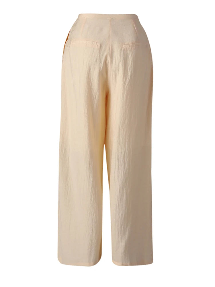 High Waist Yellow Irregular Ruffles Wide Leg Long Pants New Trousers Women Fashion Tide Spring Autumn 2025 CPG3259