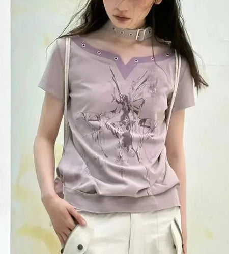 Harajuku Punk Tshirts for Women 2023 Ropa Mujer Streetwear Vintage Fashion Tees Y2k Tops Japanese Print Casual Summer T Shirt