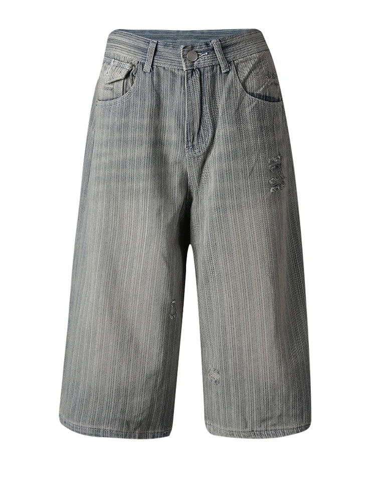 High Waist Black Denim Casual Wide Leg Calf-Length Jeans New Women Trousers Fashion Tide Spring Autumn 2025 CPG3269