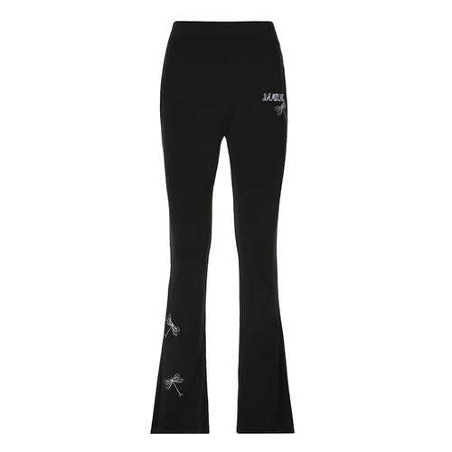 Load image into Gallery viewer, Casual Embroidery Slim Autumn Sweatpants Y2K Gothic Aesthetic Basic Flared Trousers Women Korean Full Length Capris
