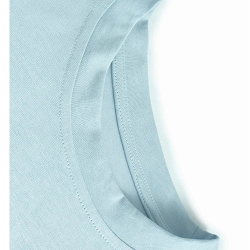 Load image into Gallery viewer, Women Blue Color-block Pleated Big Size T-shirt New Round Neck Short Sleeve Fashion Tide Spring Summer 2025 1DJ1225
