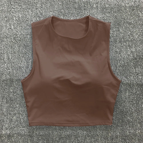 Load image into Gallery viewer, Nude Pad Yuma Nylon Pad Women Vintage Windbreaker Sport Bra Skin Tank Sports Running Vest Fitness Yoga Sleeve Crop Tops
