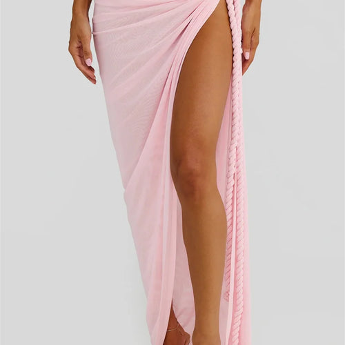 Load image into Gallery viewer, Summer Beach Sexy Two Piece Sets Women Strapless Crop Tops And Maxi Skirt Female Elegant Vacation Club 2 Piece Set
