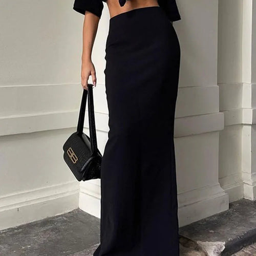 Load image into Gallery viewer, Fashion For Women Black Long Skirts High Waist Slim Seamless Elegant Ladies Gown Casual Summer 2024 New Female Maxi Skirts
