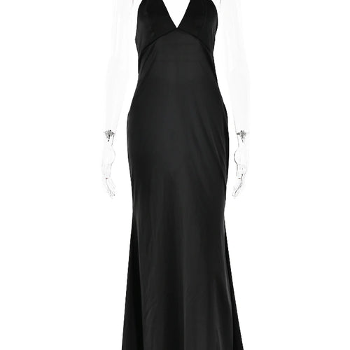 Load image into Gallery viewer, Sexy Sleeveless Backless Slim Fitting Dress For Women Elegant Party Evening Long Dress Satin Temperament Female Vestidos

