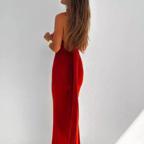 Load image into Gallery viewer, Elegant Sleeveless Hanging Collar Long Dress Female Sexy Backless Tight Party Evening Dress 2024 Summer Slimming Vestido
