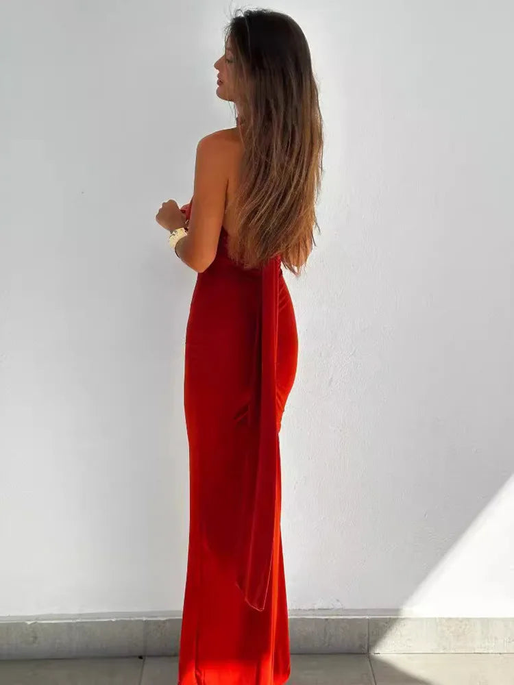 Elegant Sleeveless Hanging Collar Long Dress Female Sexy Backless Tight Party Evening Dress 2024 Summer Slimming Vestido
