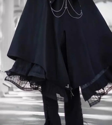 Japanese Women Clothing Autumn Winter Women's Cape Windbreaker Coat Gothic Stand Collar Double-breasted Harajuku Cloak Jacket