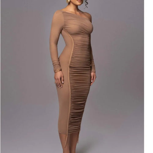 Load image into Gallery viewer, Elegant Long Sleeved Mesh Patchwork Dress For Women Elastic Tight Double Layered Vestidos Sheath Party Evening Dress2024
