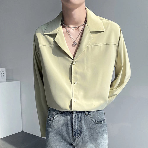 Load image into Gallery viewer, Men&#39;s Shirts Long Sleeve Trendy New Korean Style Single Breasted Stylish Suit Collar Loose Shoulder Design Male Tees 9W1871
