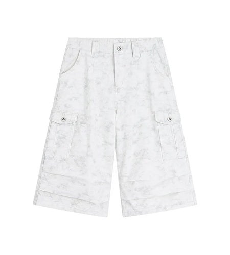 Men's Causal Cargo Shorts New Summer Dirty Pleated American Style Loose Wide Leg Design Handsome Male Bottoms 2025 9W1656