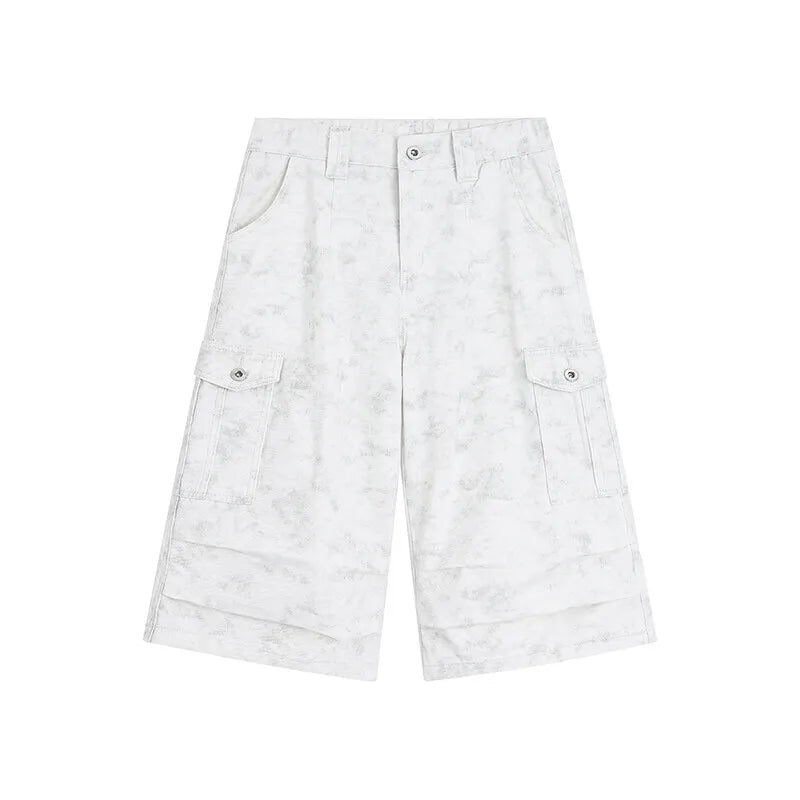 Men's Causal Cargo Shorts New Summer Dirty Pleated American Style Loose Wide Leg Design Handsome Male Bottoms 2025 9W1656