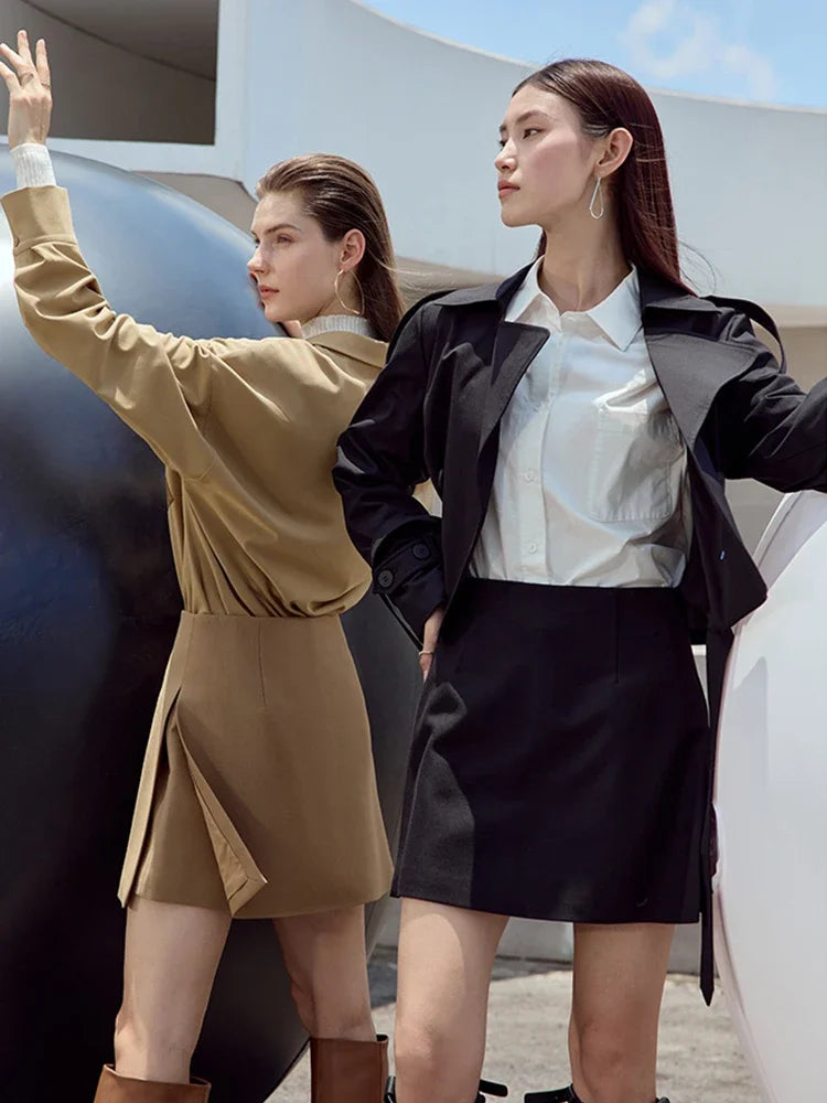 Minimalist Casual Shorts Skirts Women High Waist 2025 Spring New Fashion Commuter Straight A-Line Skirt 12343035