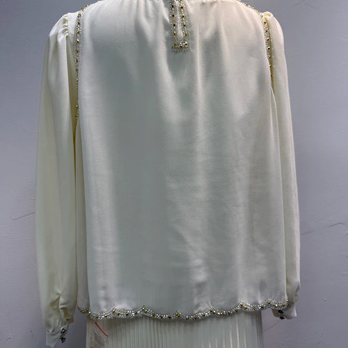 Load image into Gallery viewer, Spliced Sequines Two Piece Set For Women O Neck Sleeveless Waistcoat Patchwork Lace Up Long Sleeve Dress Set Female
