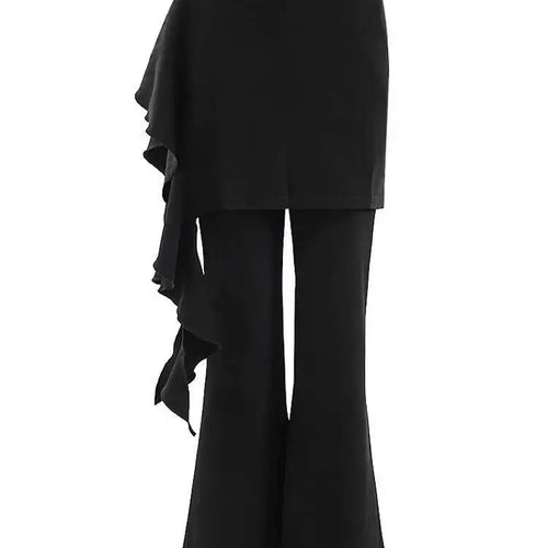 Load image into Gallery viewer, High Elastic Waist Black Ruffles Spliced Long Wide Leg Pants New Trousers Women Fashion Tide Spring Autumn 2025  CPG2133
