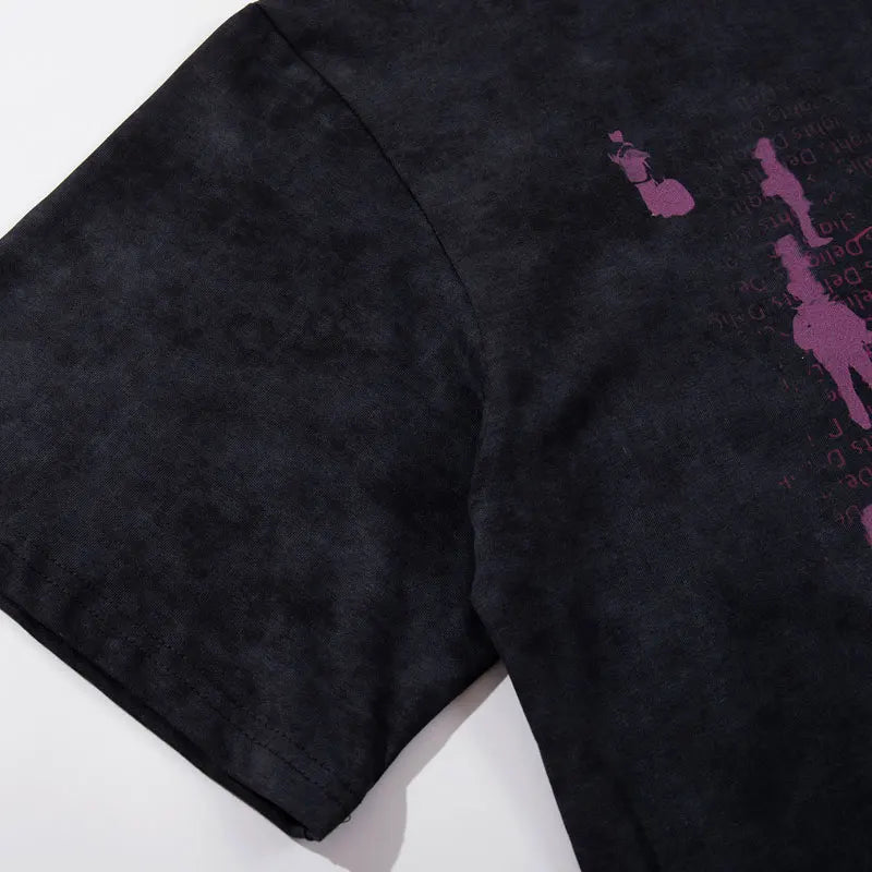 Vintage T-Shirt Y2K Grunge Shadow Graphic Printed Tshirt Streetwear Men Hip Hop Harajuku Punk Gothic Baggy Summer Casual Top Tee