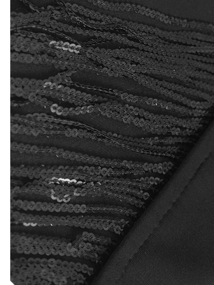 Black Sequins Vest Half-body Skirt Two Pieces Suit New Lapel Sleeveless Women Fashion Tide Spring Autumn 2025 1DJ1103