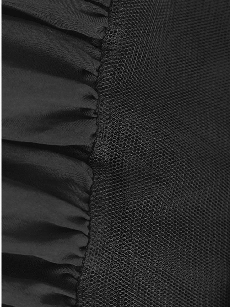 Women White Color-block Pleated Big Size Midi Dress New Round Neck Short Sleeve Fashion Tide Spring Summer 2025 1DJ1439