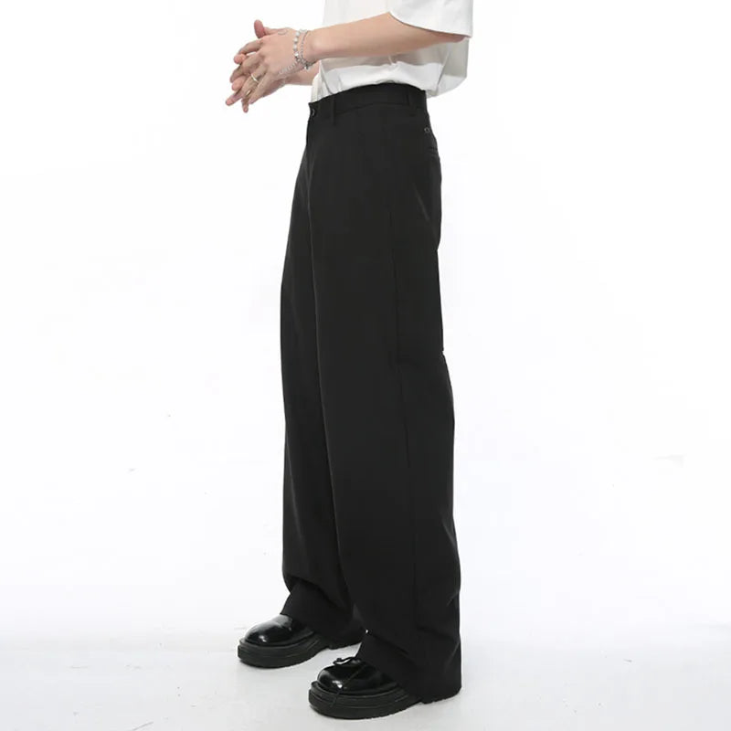 Men's Suit Pants 2024 Summer New French Style Simple Solid Color Casual Straight Leg Trousers Zipper Casual Loose 9C5294