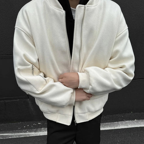 Load image into Gallery viewer, American Style Men&#39;s Jacket Back Embroidery Design Letter Round Collar Zipper Patchwork Woolen Loose Male Top Winter 9C9087
