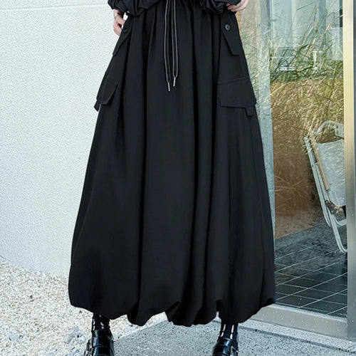 Load image into Gallery viewer, High Elastic Waist Apricot Drawstring Casual Bud Half-body Skirt Women Fashion Tide New Spring Autumn 2025 1DJ0634
