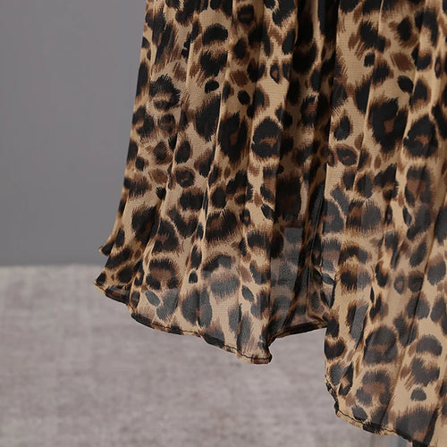 Load image into Gallery viewer, Women Brown Leopard Printed Rhinestones Long Dress New Round Neck Long Sleeve Fashion Tide Spring Autumn 2025 3WM2692
