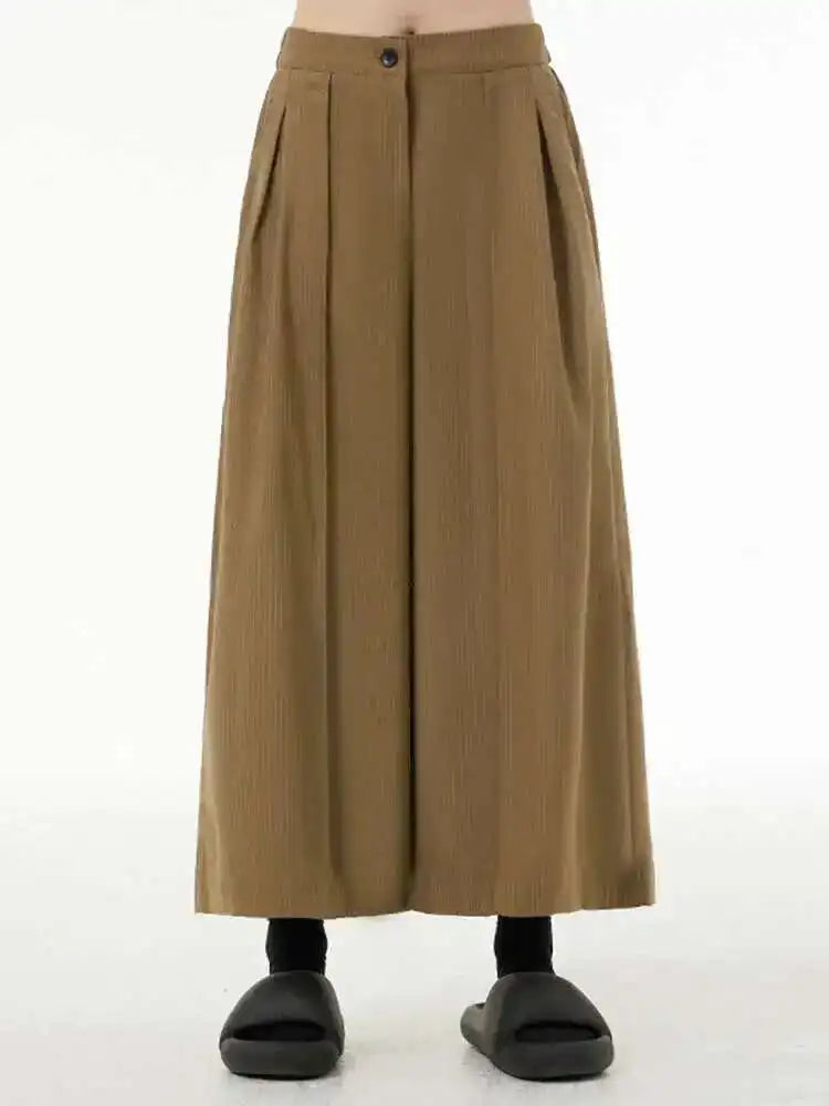 High Elastic Waist Khaki Pleated Pocket Long Wide Leg Pants New Trousers Women Fashion Tide Spring Autumn 2025 1DH6558