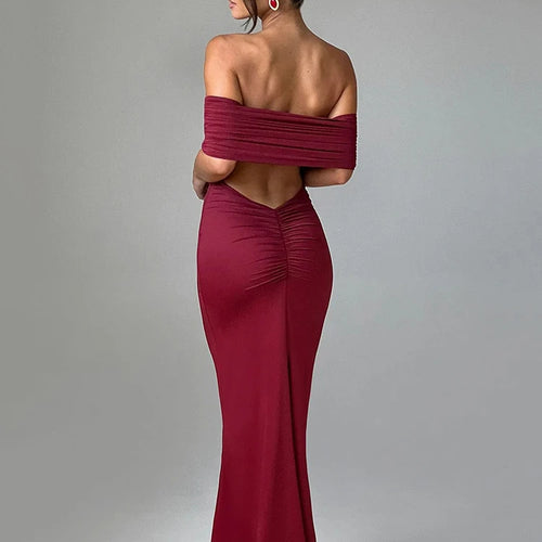 Load image into Gallery viewer, Strapless Backless Sexy Maxi Dress For Women Black Solid Off-shoulder Sleeveless Bodycon Club Party Long Dress Elegant
