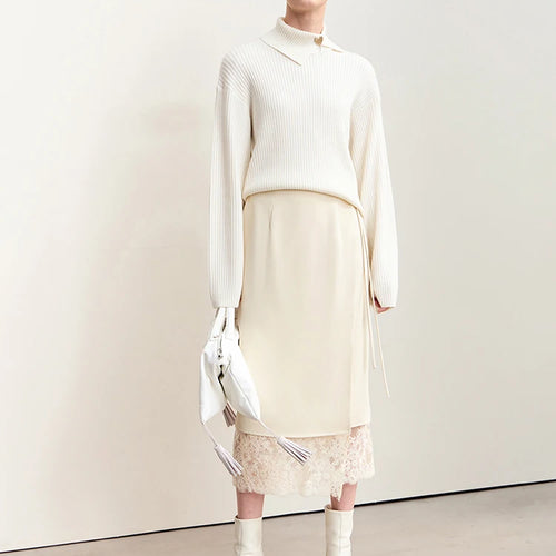 Load image into Gallery viewer, Minimalism 2024 Skirts for Women New Autumn Elegant Commuter Lace Strap Skirt One-piece Wrap Fashion Women's Skirt 12443012
