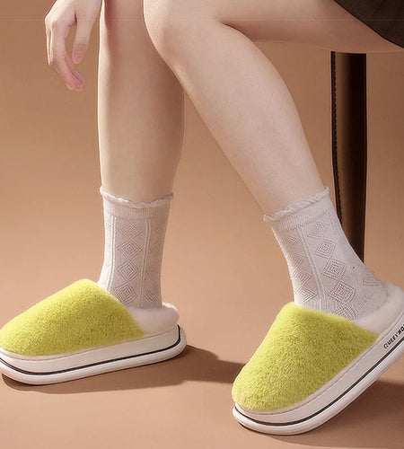 Slippers Woman Mix Color Women's Home Slippers Winter Fuzzy House Shoes For Women Home Slippers Indoor House Pantuflas Mujer