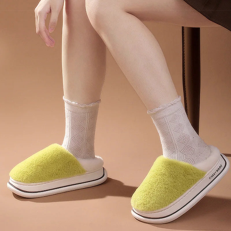 Slippers Woman Mix Color Women's Home Slippers Winter Fuzzy House Shoes For Women Home Slippers Indoor House Pantuflas Mujer